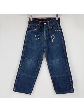 Childrens/Boys Roy Rogers Vintage Cowboy Embellished 1950's Denim Jeans Blue 6/7